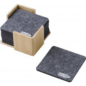 RPET felt coaster set Lawrence, grey (Wood kitchen equipments)