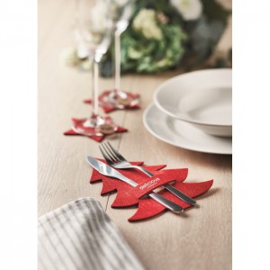 RPET felt cutlery holder set, Red (Decorations)