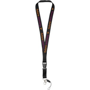 Sagan phone holder lanyard with detachable buckle, solid black (Lanyard, armband, badge holder)