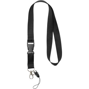 Sagan phone holder lanyard with detachable buckle, solid black (Lanyard, armband, badge holder)