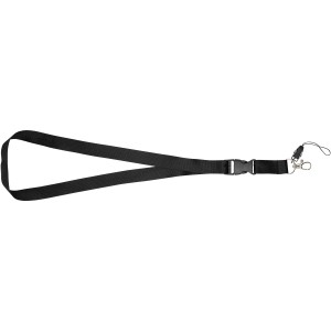 Sagan phone holder lanyard with detachable buckle, solid black (Lanyard, armband, badge holder)