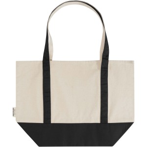 Sam 320 g/m2 GRS recycled cotton tote bag, Solid black, Natu (Shopping bags)