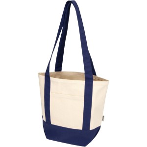 Sam 320 g/m2 GRS recycled mini cotton tote bag, Navy, Natura