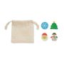 Set of 4 Christmas erasers, Beige