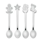 Set of 4 Christmas tea spoon, Matt Silver (CX1533-16)