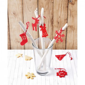 Set of 6 felt tree hangers, Red (Decorations)