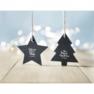 Slate xmas hanger star, Black (Decorations)