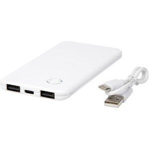 Slender 4000 mAh slim dual power bank, White (Powerbanks)