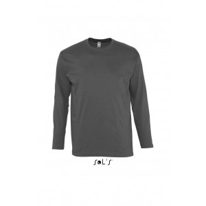 SOL'S MONARCH - MEN'S ROUND COLLAR LONG SLEEVE T-SHIRT, Dark Grey