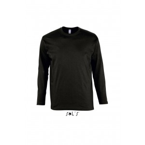 SOL'S MONARCH - MEN'S ROUND COLLAR LONG SLEEVE T-SHIRT, Deep Black