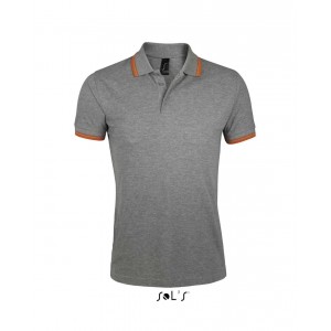 SOL'S PASADENA MEN - POLO SHIRT, Grey Melange/Orange (Polo short, mixed fiber, synthetic)