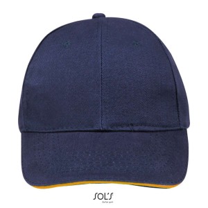 SOL'S BUFFALO - SIX PANEL CAP, French Navy/Neon Orange, U