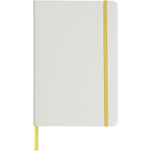 Spectrum A5 white notebook with coloured strap, White,Yellow (Notebooks)