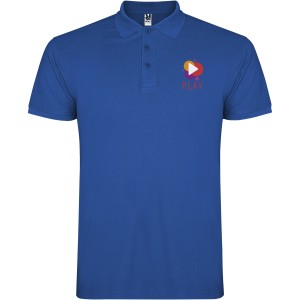 Star short sleeve kids polo, Royal (Polo short, mixed fiber, synthetic)