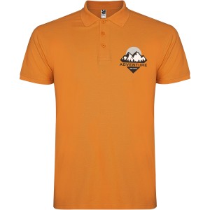 Star short sleeve men's polo, Orange (Polo short, mixed fiber, synthetic)