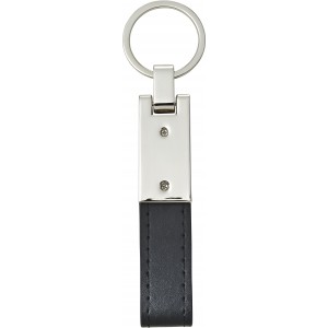 Steel and PU key holder Keon, black (Keychains)