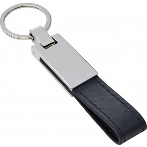 Steel and PU key holder Keon, black (Keychains)