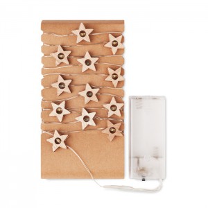 String with 20 star lights, Wood (Decorations)