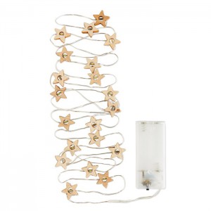 String with 20 star lights, Wood (Decorations)