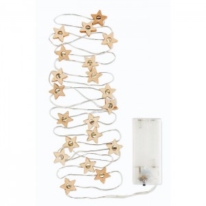 String with 20 star lights, Wood (Decorations)