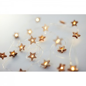 String with 20 star lights, Wood (Decorations)