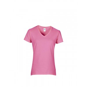 PREMIUM COTTON(r) LADIES' V-NECK T-SHIRT, Azalea (T-shirt, 90-100% cotton)