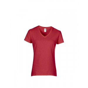 PREMIUM COTTON(r) LADIES' V-NECK T-SHIRT, Red (T-shirt, 90-100% cotton)