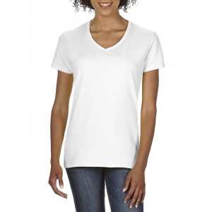 PREMIUM COTTON(r) LADIES' V-NECK T-SHIRT, White (T-shirt, 90-100% cotton)