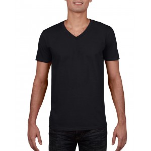SOFTSTYLE(r) ADULT V-NECK T-SHIRT, Black (T-shirt, 90-100% cotton)