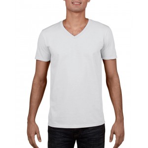 SOFTSTYLE(r) ADULT V-NECK T-SHIRT, White (T-shirt, 90-100% cotton)