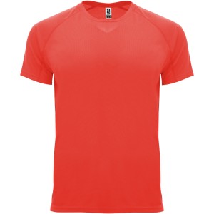 Bahrain short sleeve kids sports t-shirt, Fluor Coral (T-shirt, mixed fiber, synthetic)