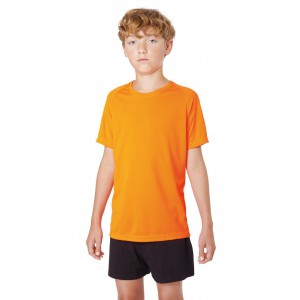KIDS' SHORT SLEEVED SPORTS T-SHIRT, Orange (T-shirt, mixed fiber, synthetic)
