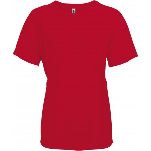 KIDS' SHORT SLEEVED SPORTS T-SHIRT, Red (T-shirt, mixed fiber, synthetic)