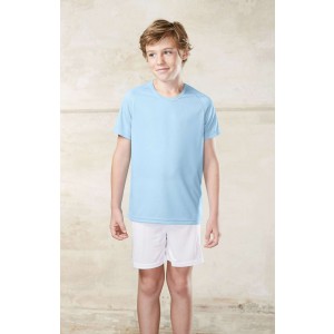 KIDS' SHORT SLEEVED SPORTS T-SHIRT, Sky Blue (T-shirt, mixed fiber, synthetic)