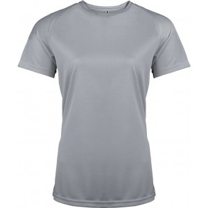 LADIES' SHORT-SLEEVED SPORTS T-SHIRT, Fine Grey (T-shirt, mixed fiber, synthetic)