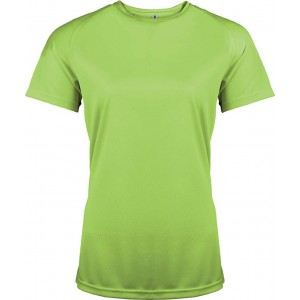 LADIES' SHORT-SLEEVED SPORTS T-SHIRT, Lime (T-shirt, mixed fiber, synthetic)