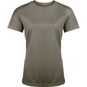 LADIES' SHORT-SLEEVED SPORTS T-SHIRT, Olive (T-shirt, mixed fiber, synthetic)