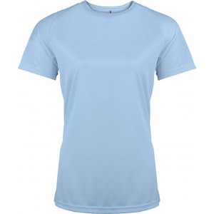 LADIES' SHORT-SLEEVED SPORTS T-SHIRT, Sky Blue (T-shirt, mixed fiber, synthetic)