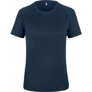 LADIES' SHORT-SLEEVED SPORTS T-SHIRT, Sporty Navy (T-shirt, mixed fiber, synthetic)
