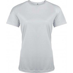 LADIES' SHORT-SLEEVED SPORTS T-SHIRT, White (T-shirt, mixed fiber, synthetic)