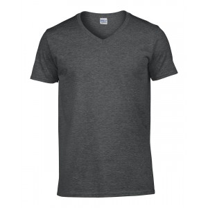 SOFTSTYLE(r) ADULT V-NECK T-SHIRT, Dark Heather (T-shirt, mixed fiber, synthetic)