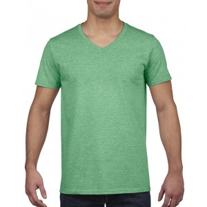 SOFTSTYLE(r) ADULT V-NECK T-SHIRT, Heather Irish Green (T-shirt, mixed fiber, synthetic)
