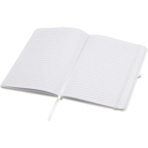 Teak A5 recycled hard cover notebook with lined pages, White (Notebooks)