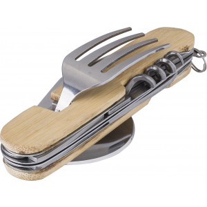 Bamboo multifunctional cutlery set Ainsley, brown