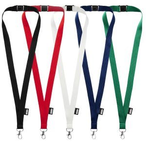 Tom recycled PET lanyard with breakaway closure, Red (Lanyard, armband, badge holder)