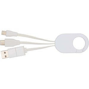 Troop 4-in-1 recycled plastic charging cable, White (Eletronics cables, adapters)