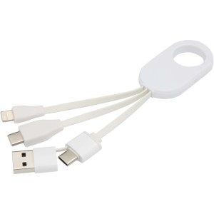 Troop 4-in-1 recycled plastic charging cable, White (Eletronics cables, adapters)