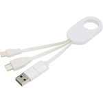 Troop 4-in-1 recycled plastic charging cable, White (12443501)