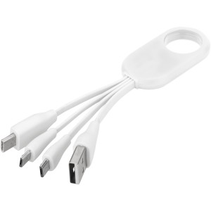 Troup 4-in-1 charging cable with type-C tip, White (Eletronics cables, adapters)