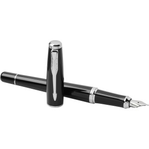 Urban fountain pen, solid black,Chrome (Metallic pen)